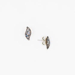 Boucles d'Oreilles Puces DAVID YURMAN en argent, saphirs et diamants