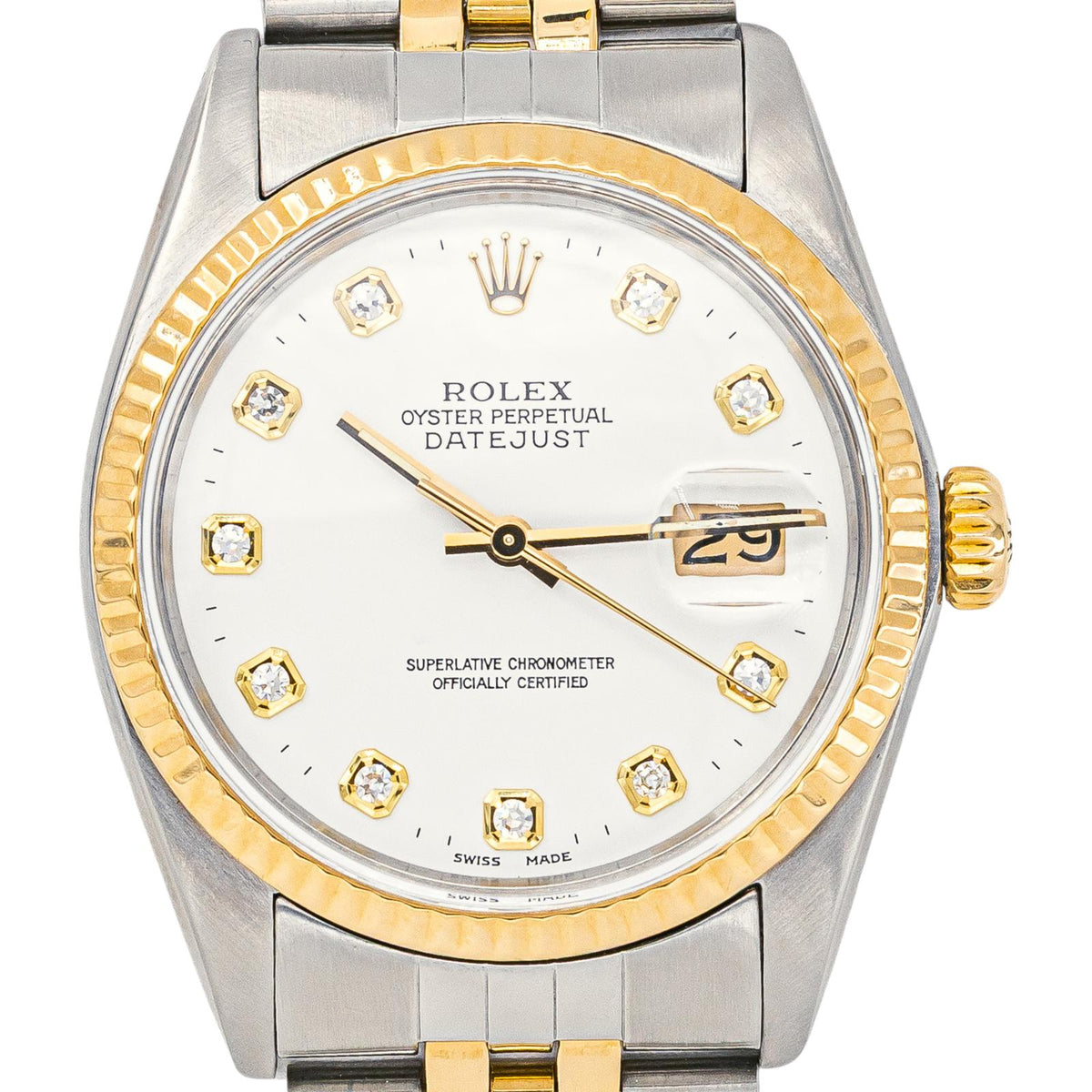Rolex Datejust Watch, Yellow gold with Diamonds