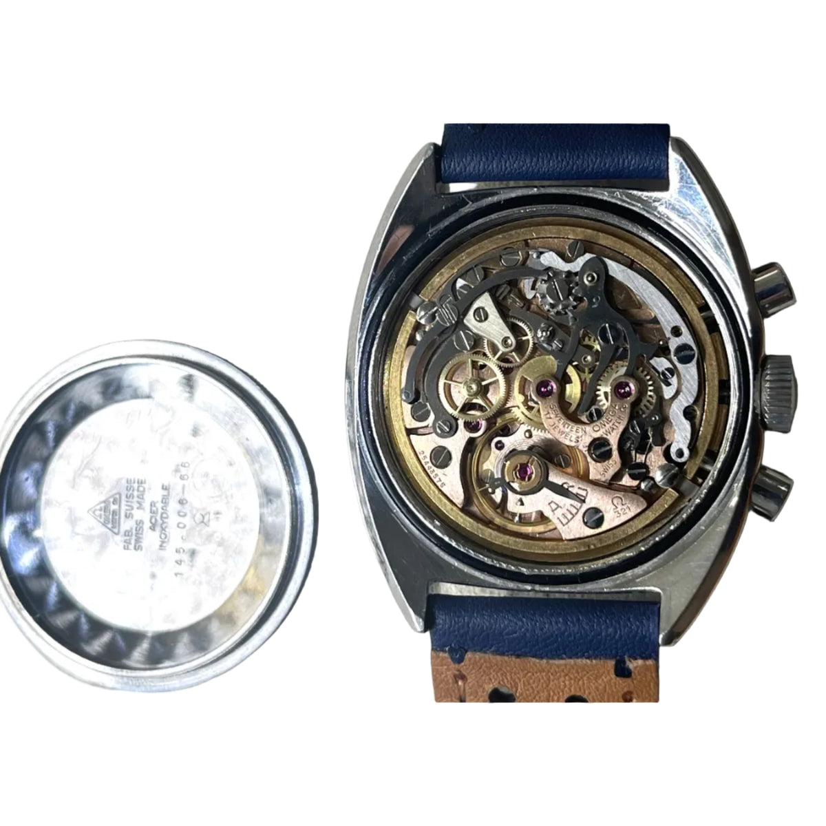 OMEGA "Seamaster" watch in steel and leather