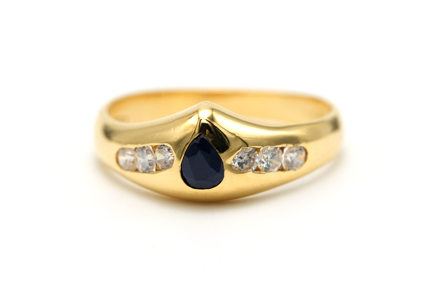 Bague Jonc en or jaune, saphir et diamants