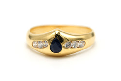 Bague Jonc en or jaune, saphir et diamants