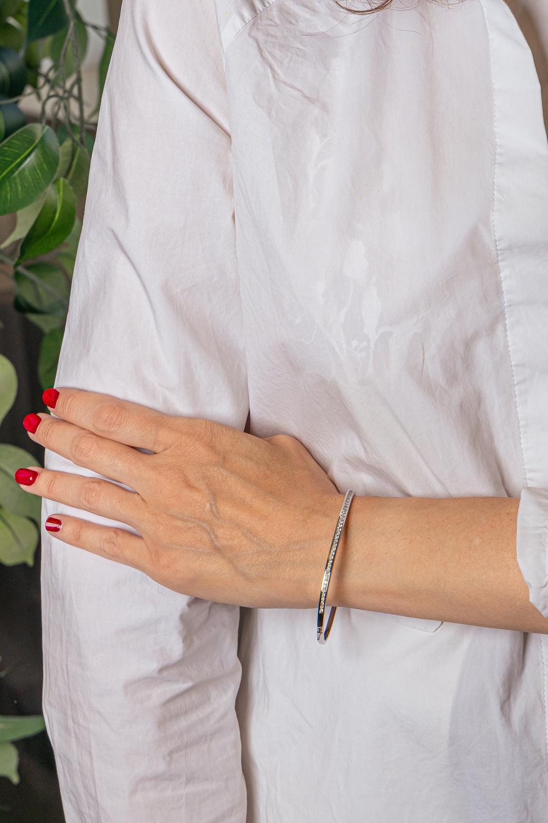 Bracelet Jonc Or blanc Diamant
