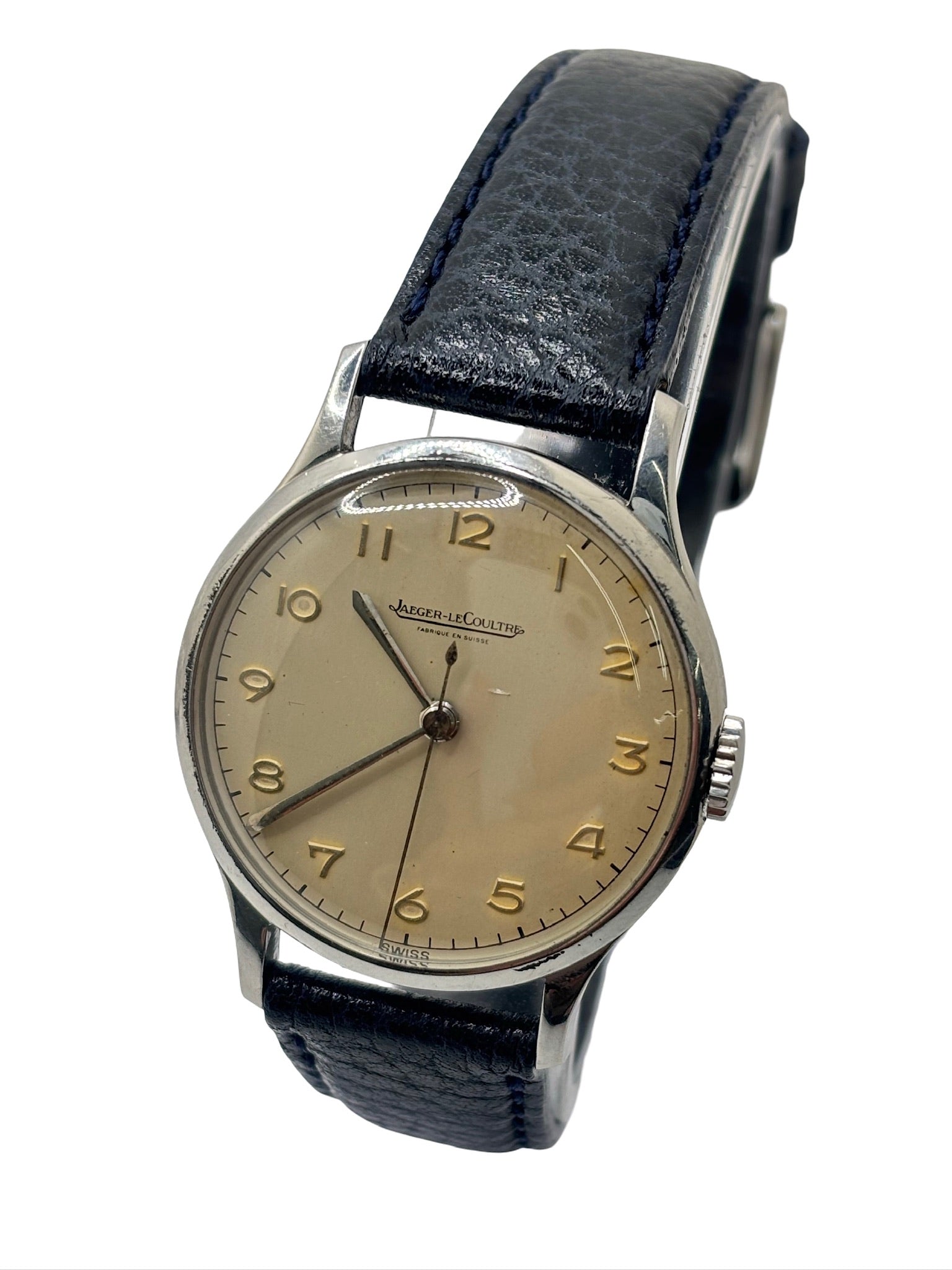 Montre JAEGER-LECOULTRE en acier et cuir