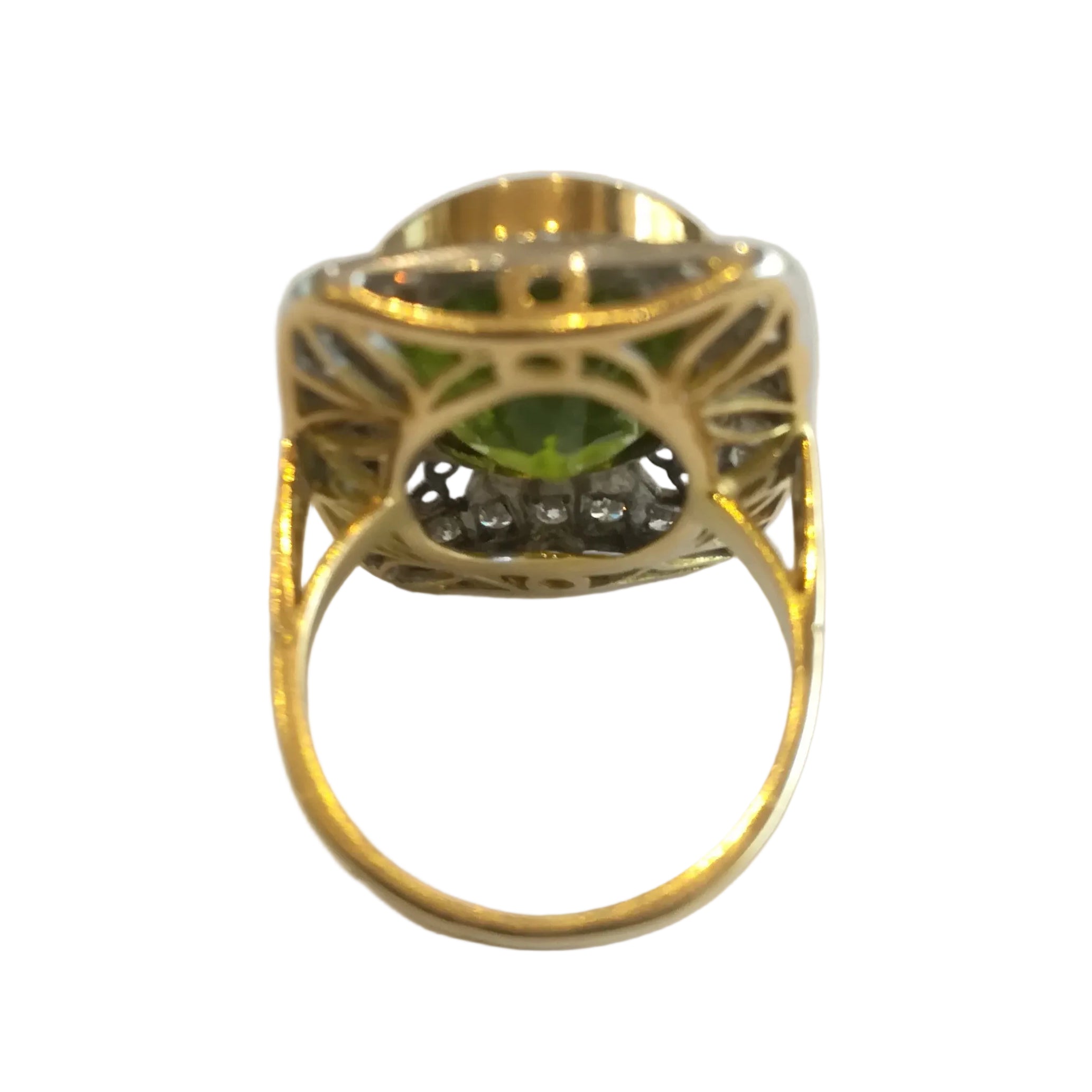 Two-Tone Gold Ring with Peridot and Diamonds