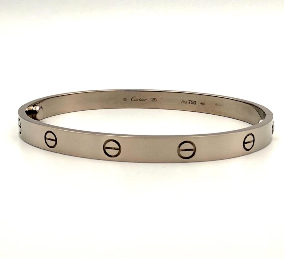 CARTIER "Love" White Gold Bangle Bracelet