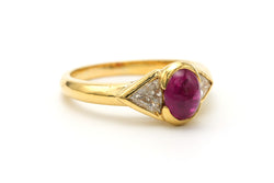 Yellow gold, Ruby and Diamond Trilogy Ring