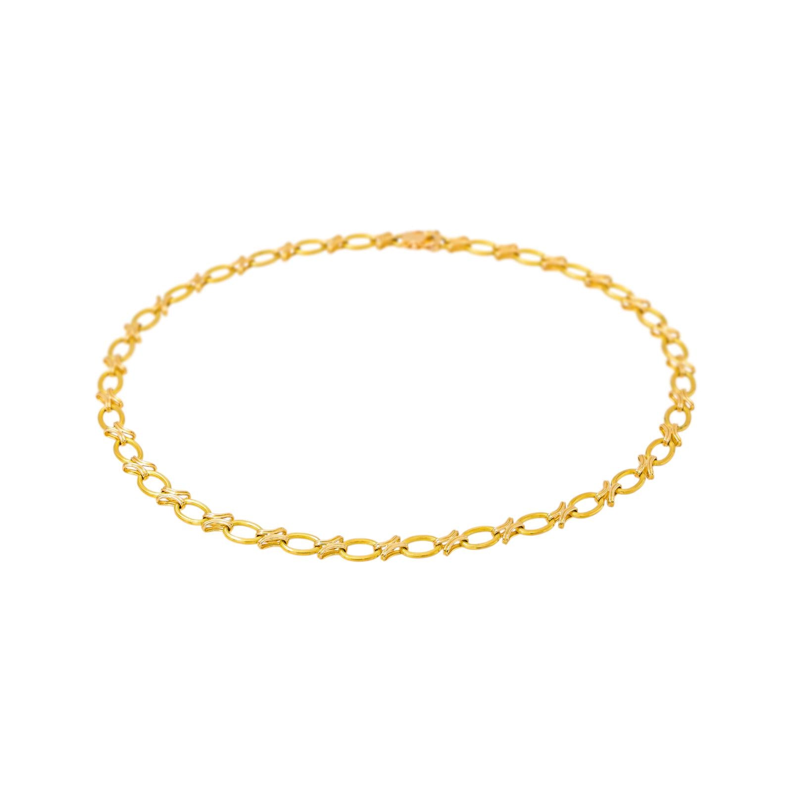 Yellow Gold Oval Link Necklace