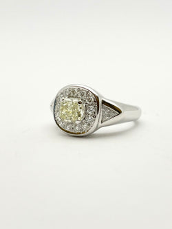 White Gold Signet Ring with Diamonds