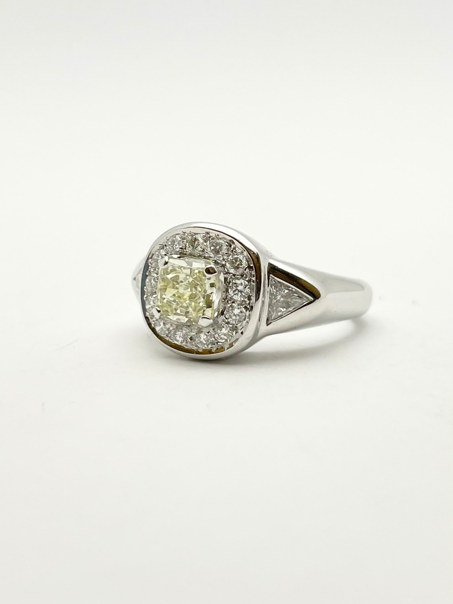 White Gold Signet Ring with Diamonds