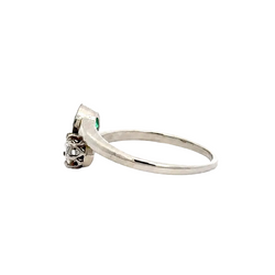 "Toi & Moi" Ring in White Gold, Emerald, and Diamond
