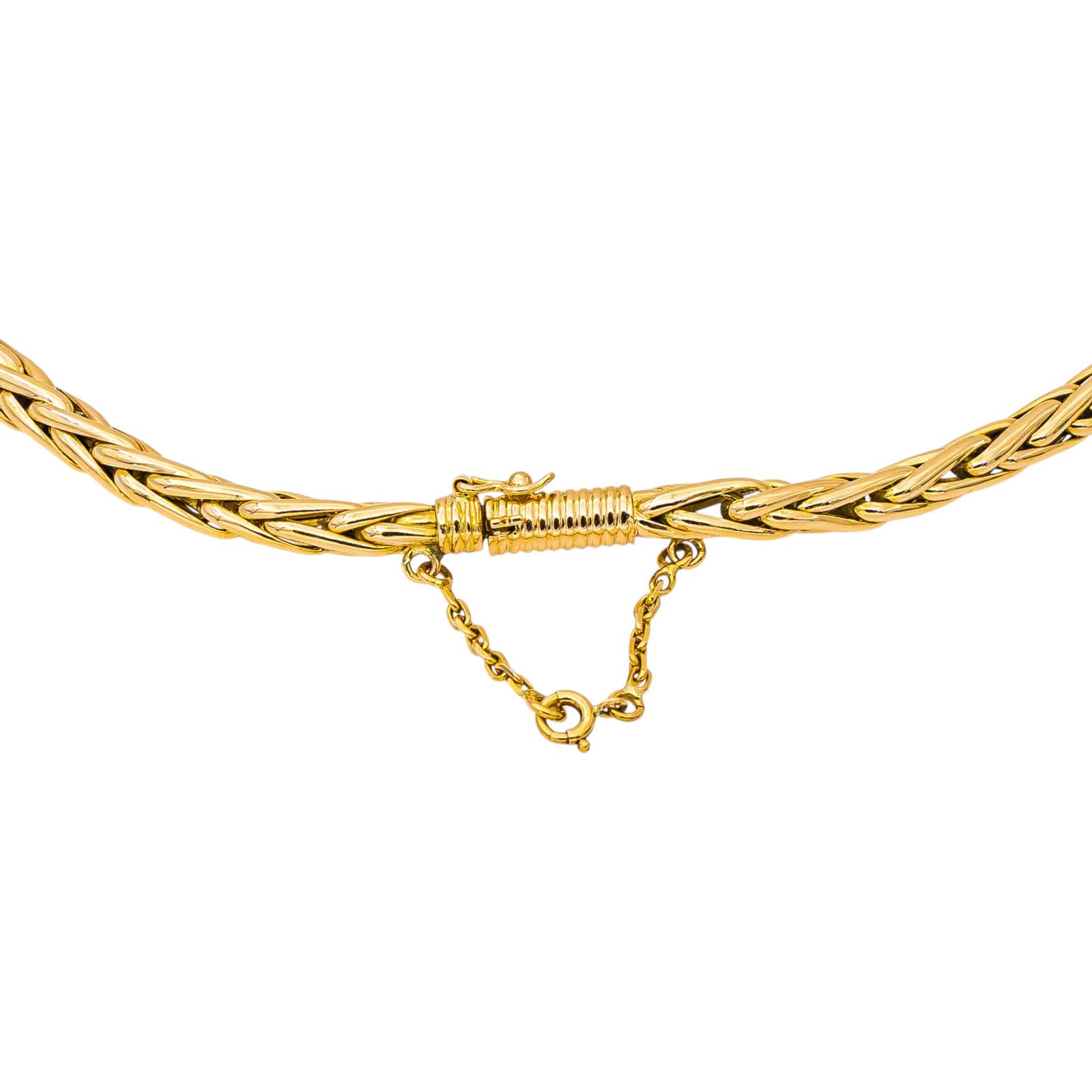 Yellow Gold Palm Leaf Link Necklace