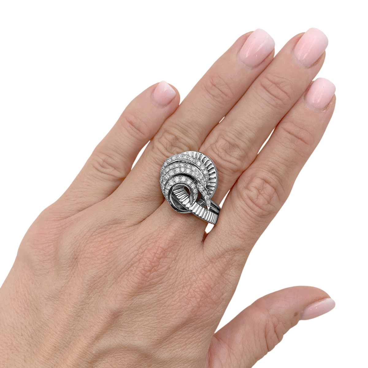 Pave Ring in White Gold, Platinum, and Diamonds