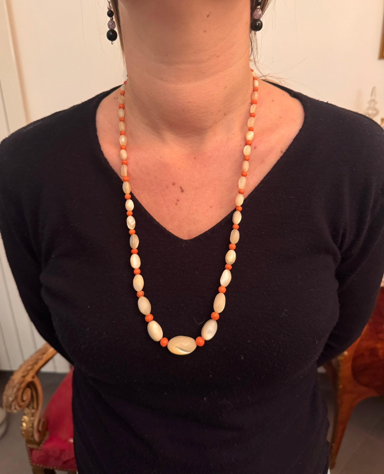 Collier Perles en nacre et corail