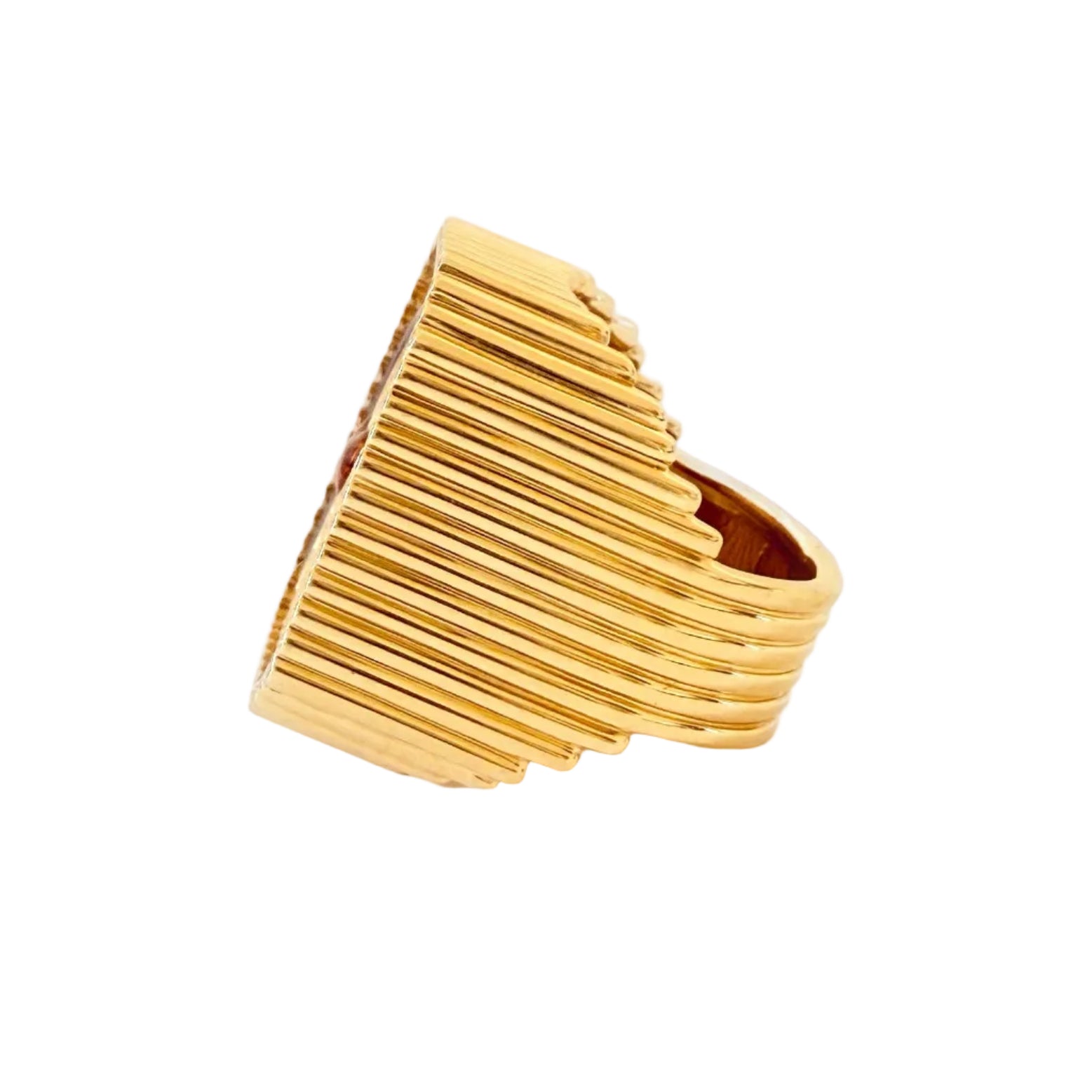 MARIE LICHTENBERG "Heart Mini Scap" Cocktail Ring in yellow gold, Enamel, and Diamonds