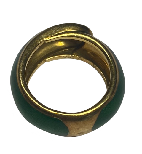 VAN CLEEF & ARPELS 18K Gold and Enamel Ring (SIZE 48)