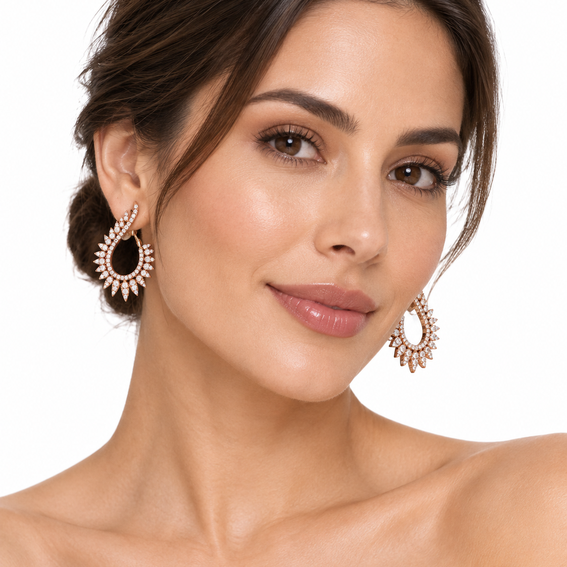 Rose Gold and Diamond Clip-On Earrings