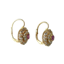 Boucles d'oreilles Dormeuses en or jaune, saphirs et diamants