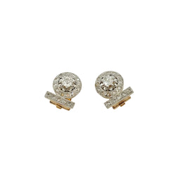 Art Deco Clip-On Earrings in Platinum, Yellow Gold, and Diamonds
