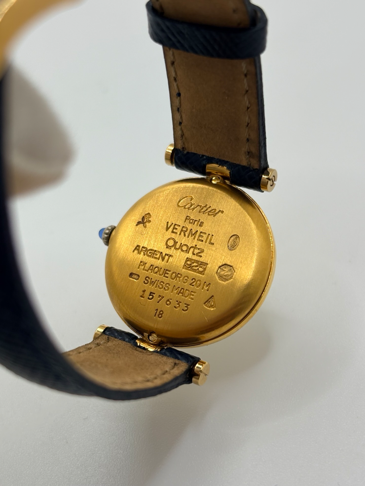 CARTIER "Must Vendôme" PM Watch in Vermeil and leather