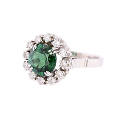 Bague en or blanc, tourmaline et diamants