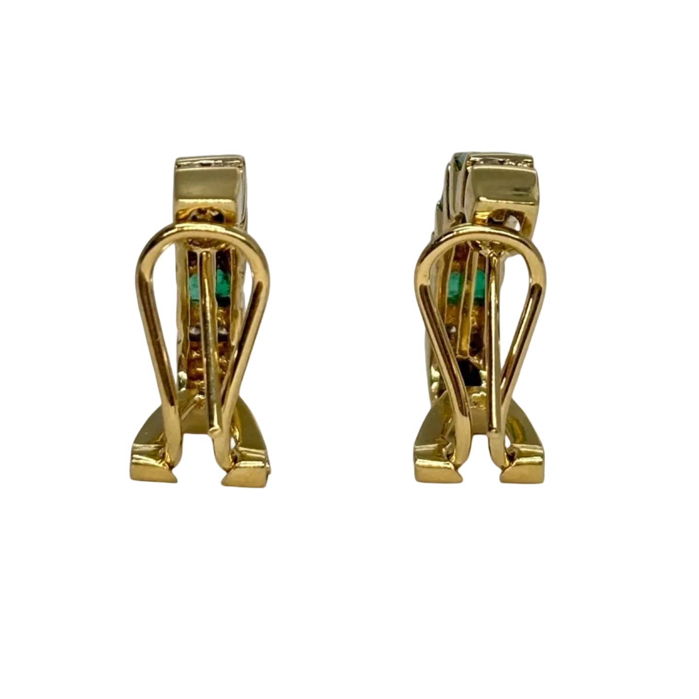 Yellow Gold Clip-On Earrings with Emeralds and Diamonds