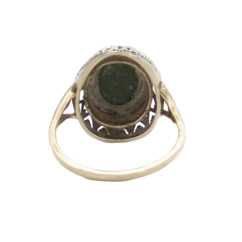 Ring in white gold, yellow gold, and turquoise