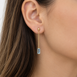 Yellow Gold Drop Earrings with Topaz