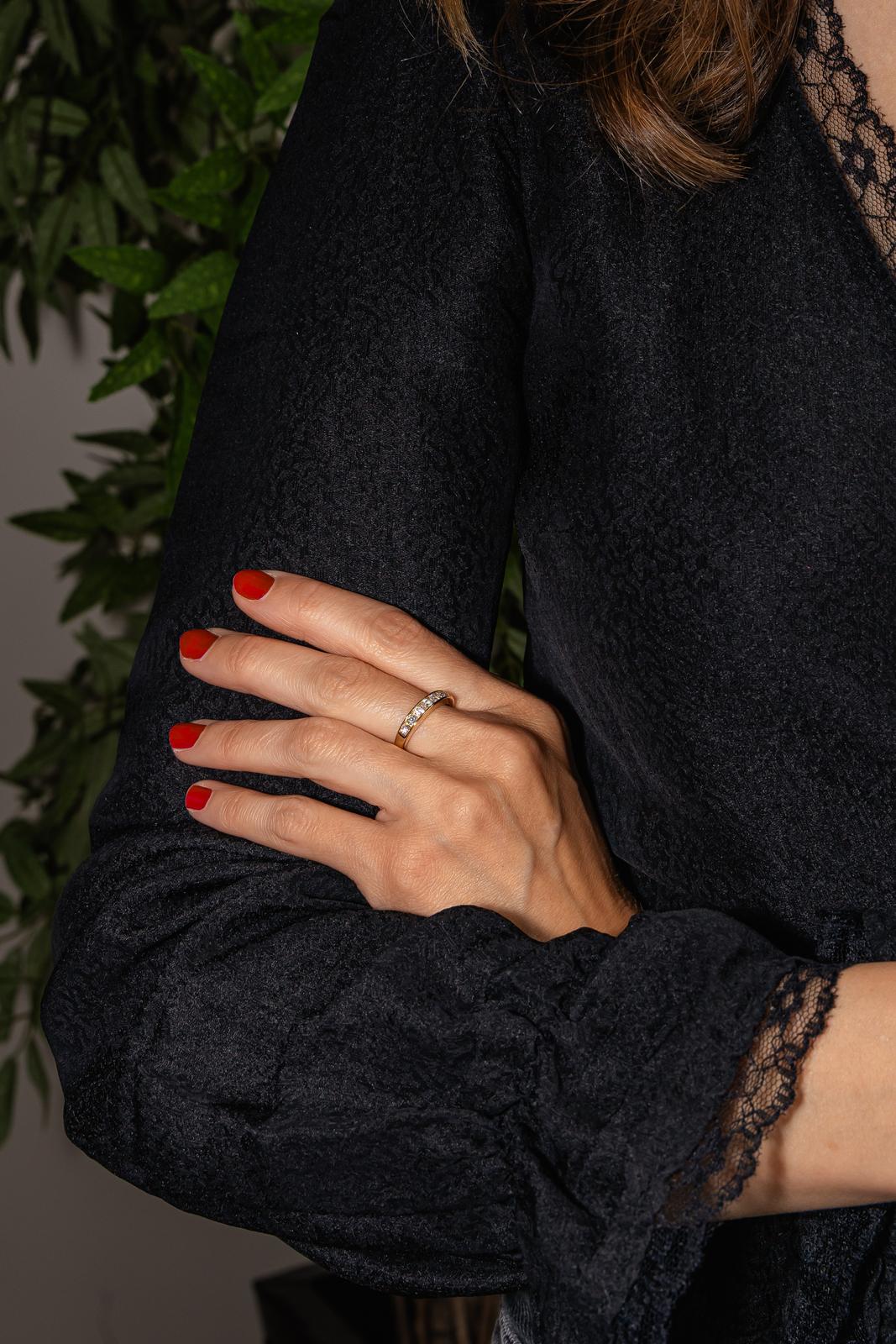 Bague Demi-alliance  Or jaune Diamant