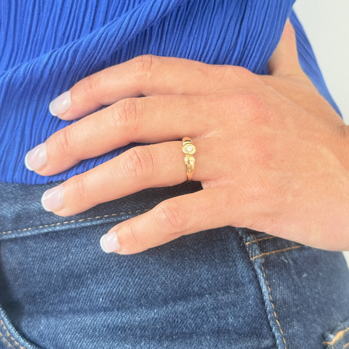 Yellow Gold and Diamond Bangle Ring