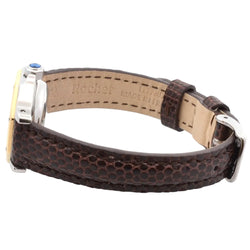 CARTIER "Santos" watch in yellow gold, stainless steel, and leather