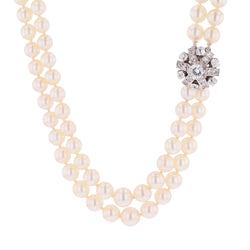White Gold, Platinum, and Diamond Pearl Necklace