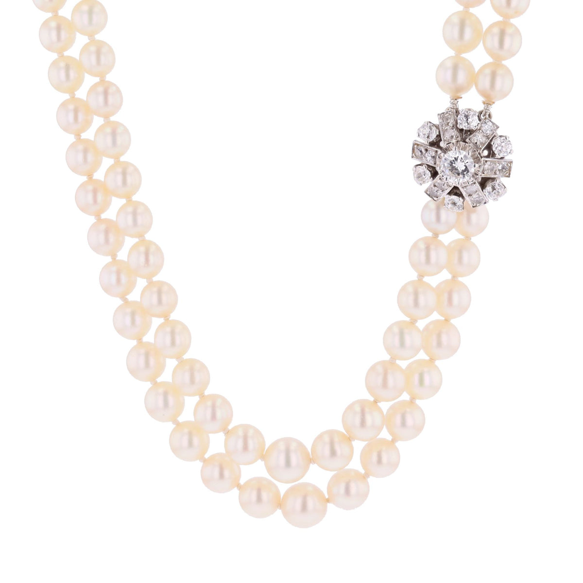 White Gold, Platinum, and Diamond Pearl Necklace