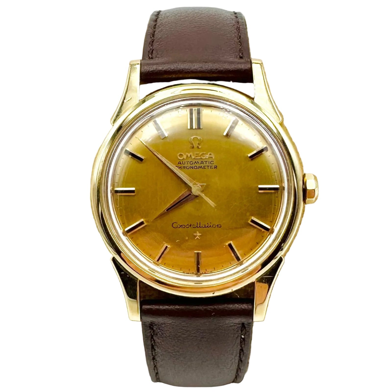 OMEGA "Constellation" Watch in Yellow gold and leather