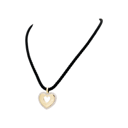 Pendentif Poiray "Coeur Secret" en deux tons d'ors et diamants.