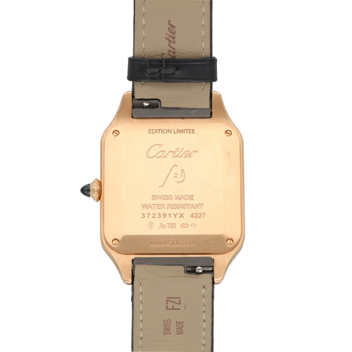 CARTIER "Santos Dumont" GM Watch in Rose gold and Leather