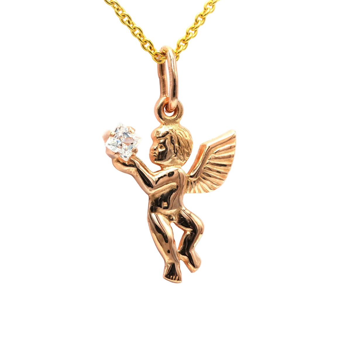 Yellow gold and zirconium pendant