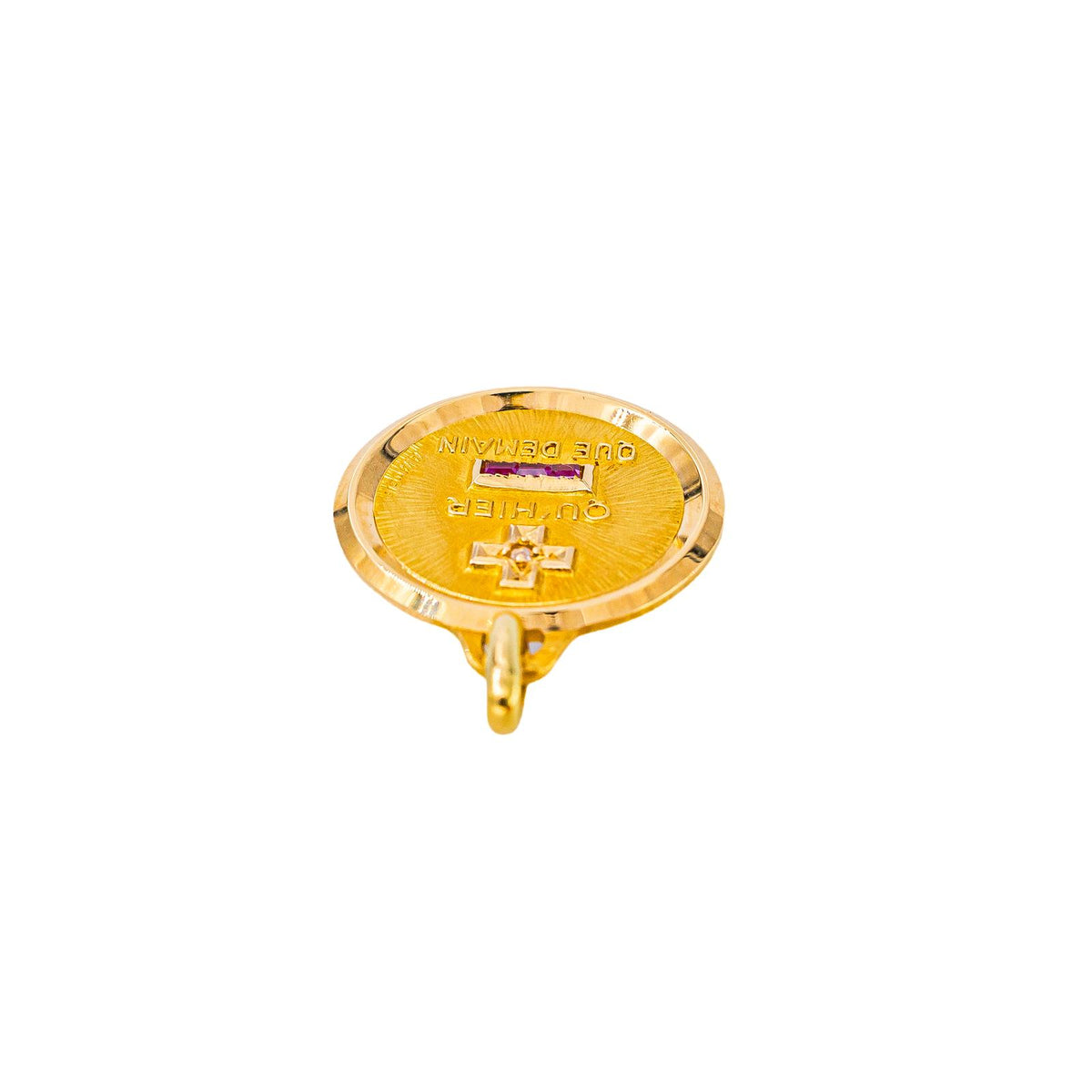 Augis Religious Pendant: "Medal of Love" in Yellow gold with a Diamond
