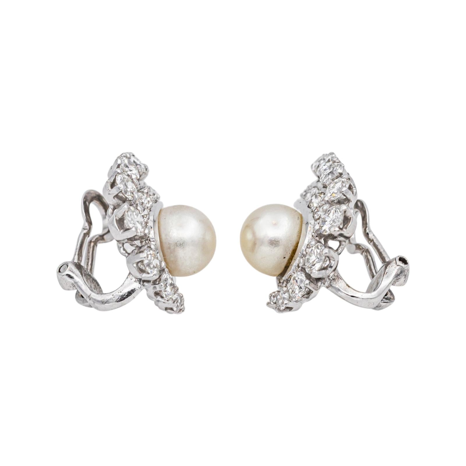 Earrings White gold Pearl
