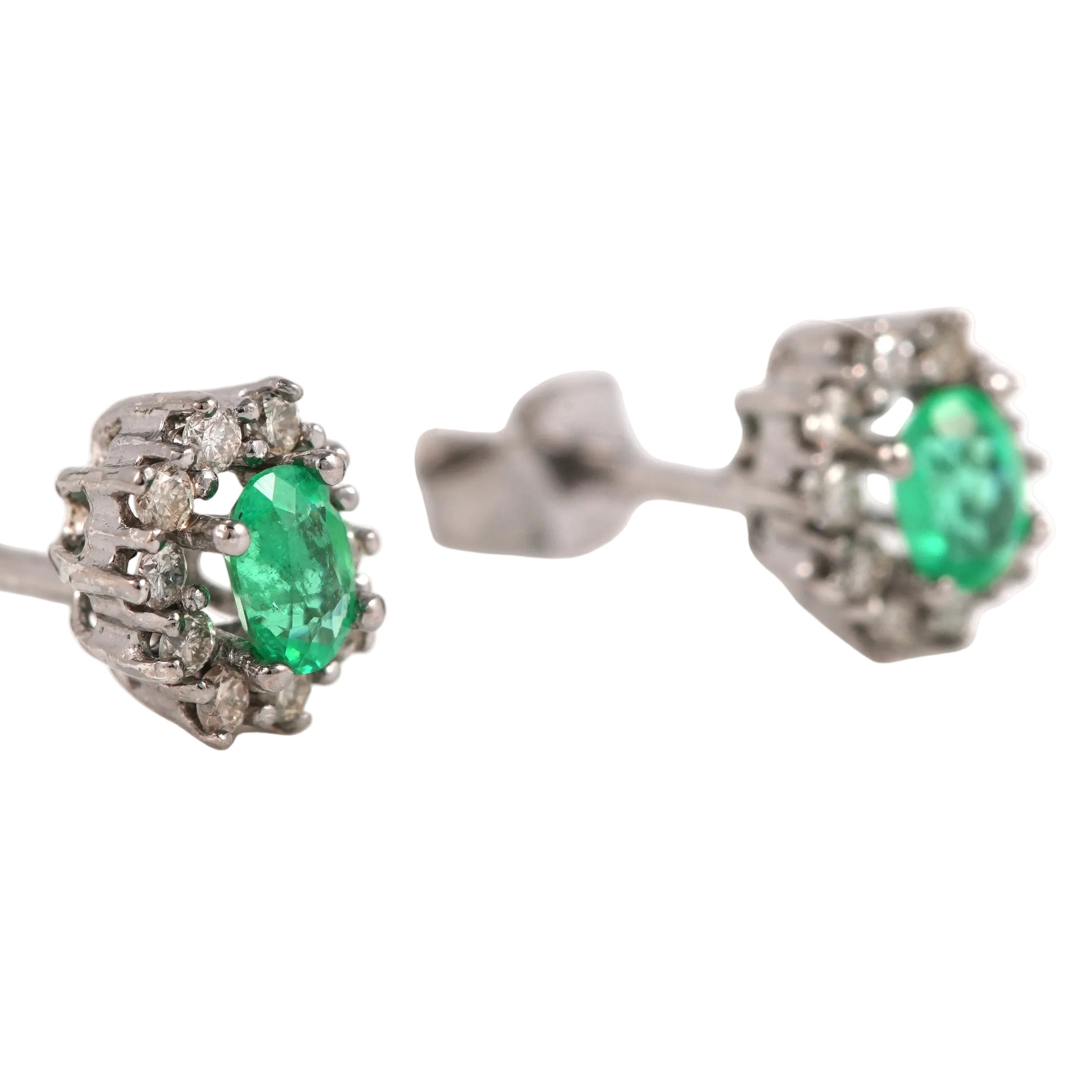 White Gold Earrings with Emeralds and Diamonds