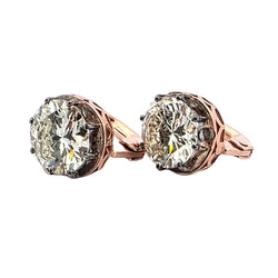 Rose gold, Silver, and Diamond Lever-back Earrings