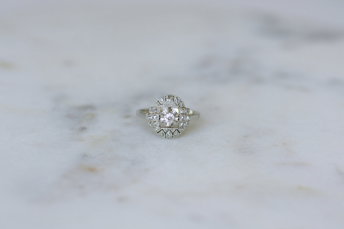 "Entourage" Ring in White Gold, Platinum, and Diamonds