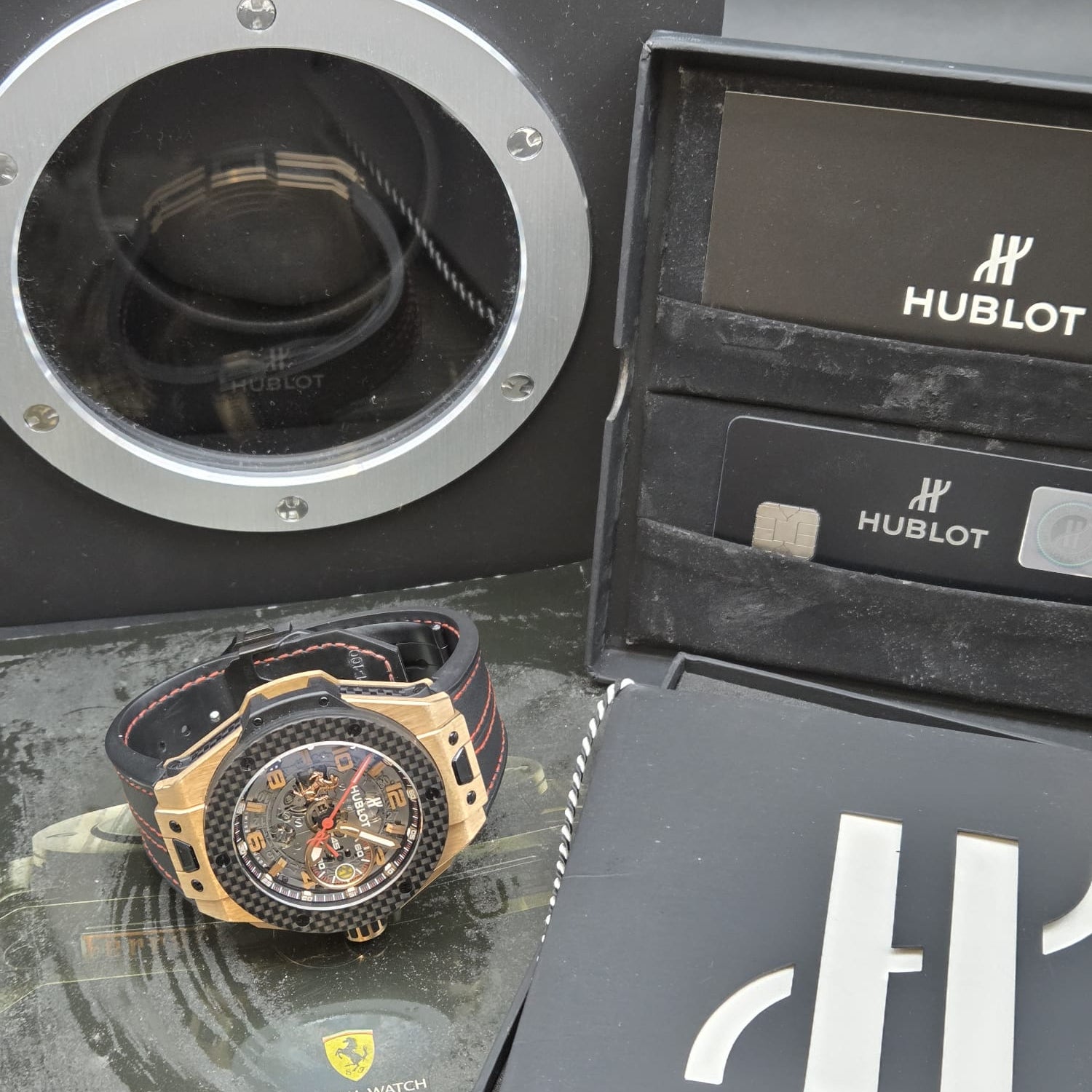 HUBLOT "Big Bang Ferrari" Watch in Rose gold and Carbon Fiber
