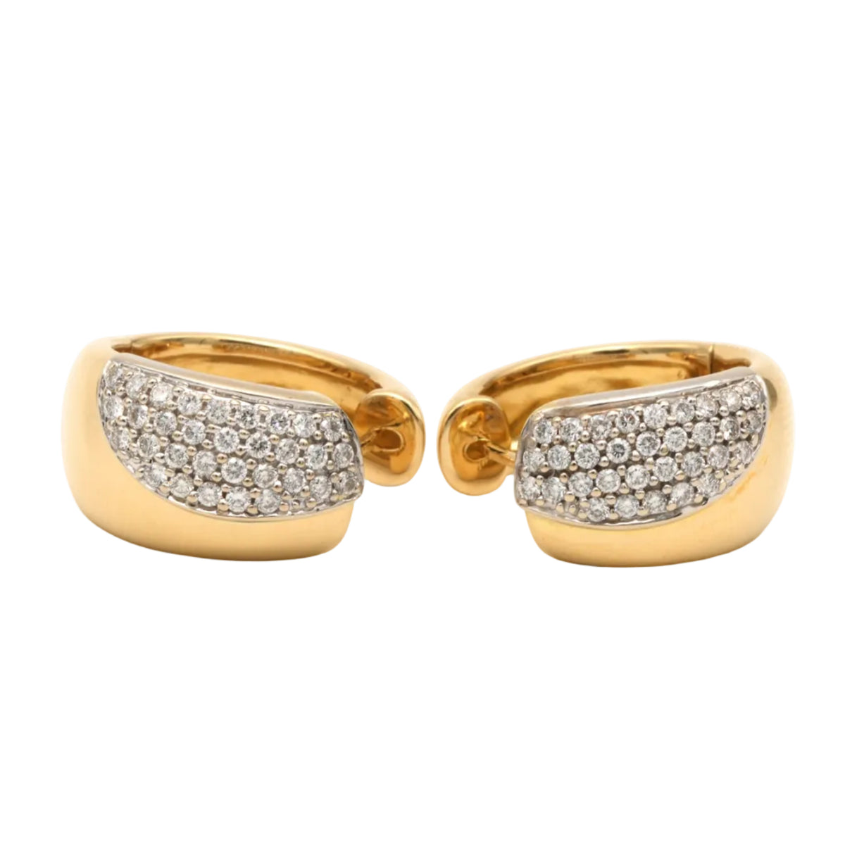 Yellow Gold and Diamond Hoop Earrings