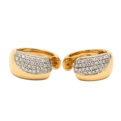 Yellow Gold and Diamond Hoop Earrings