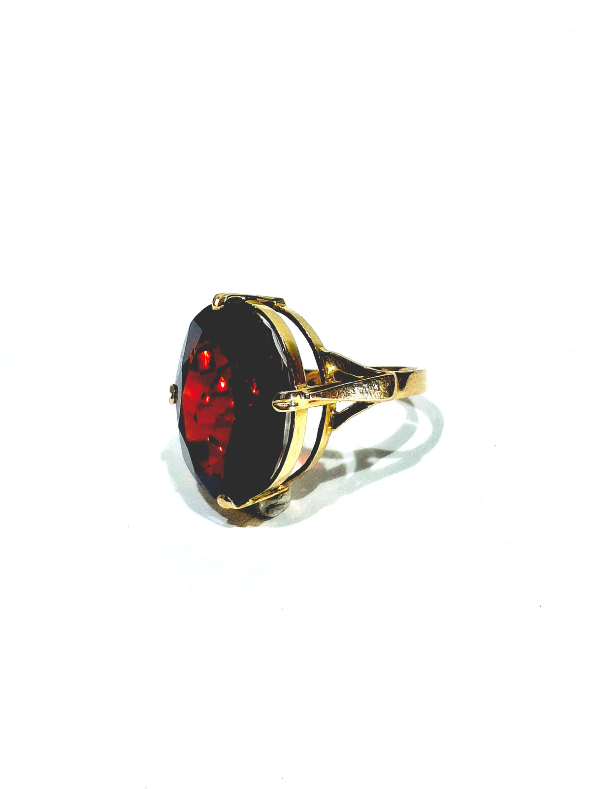 Champagne gold and Garnet Cocktail Ring