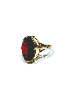 Champagne gold and Garnet Cocktail Ring