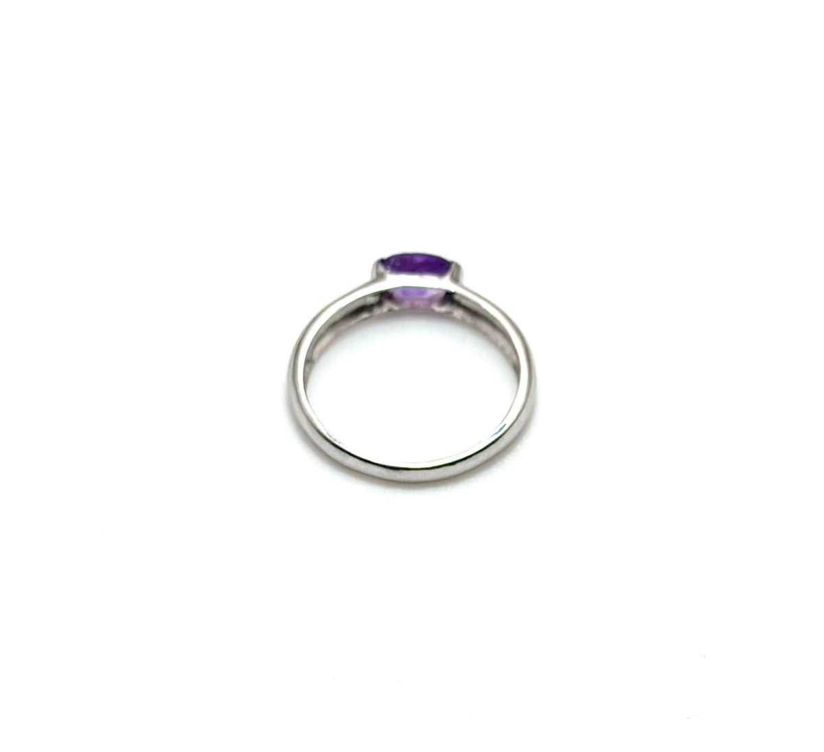 Bague Solitaire en or blanc et améthyste