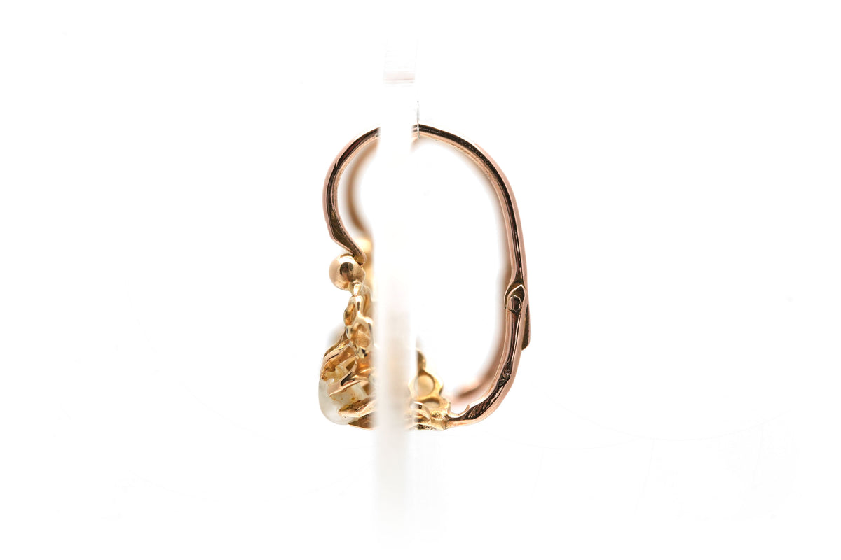 Boucles d'oreilles Dormeuses en or jaune et perles
