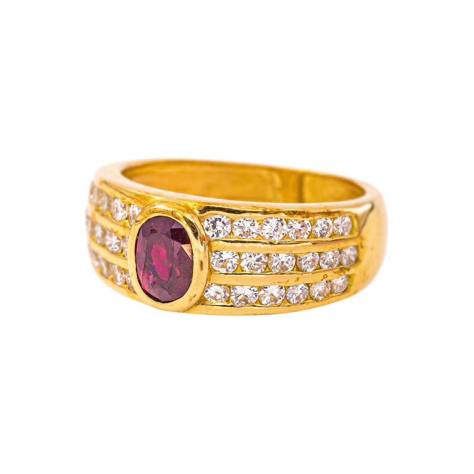 Bague Or jaune Rubis