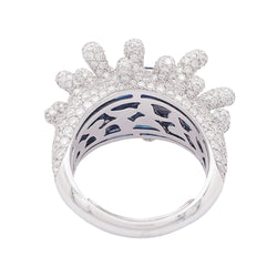 Bague Manalys en or blanc, diamants et saphir.